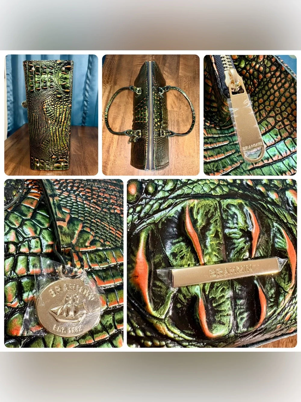 Brahmin NWT Sophia & Veronica - Samba Melbourne - Deep Green & Copper